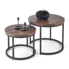 OREO COFFEE TABLES, SET OF 2 PCS. NUTTY / BLACK